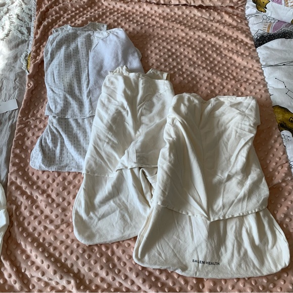 3 newborn Halo Cream and Gray Sleep Sack bundle - Picture 1 of 16